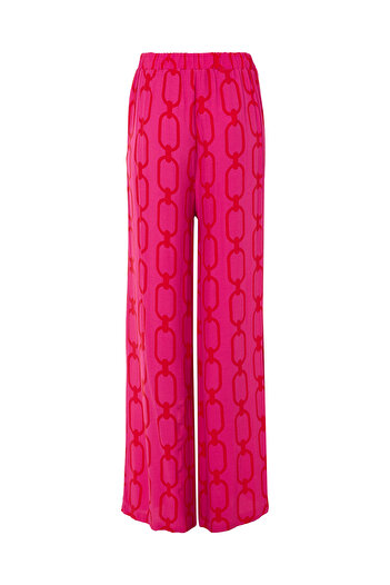 Eight Fashion Women's Fuchsia Chain Patterned Pleated Trousers