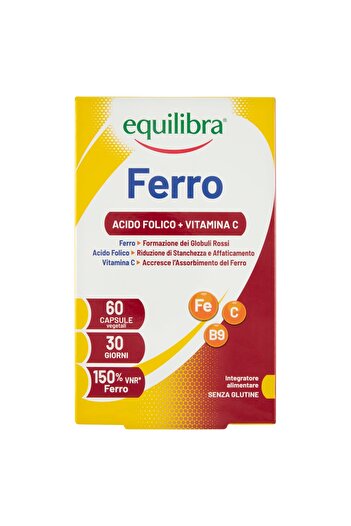 Equilibra Iron with Vitamin C and Folic Acid, 60 Capsules, Equilibra