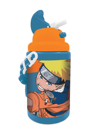 TSUMAB Naruto Anime Kids Water Bottle – 460ml – Flip Straw Lid with Carry Strap