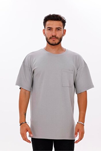 yakamor Men's Oversize Doubleface Pocket Tshirt