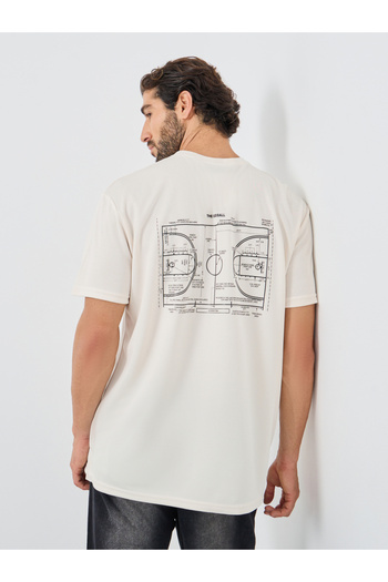 Styli Back Graphic Print Crew Neck Oversized T-Shirt