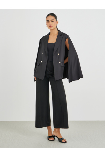 Styli Regular Fit Double Breasted Cape Sleeve Blazer