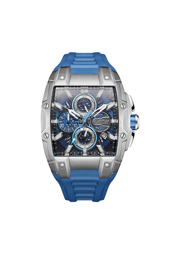 Quantum QUANTUM HNG1161.359 Men Chronograph Display Watch & Silicone Strap Dark Blue