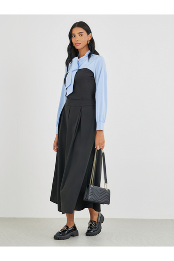 Take Two By Styli Solid High Rise Pleated Midi Skirt