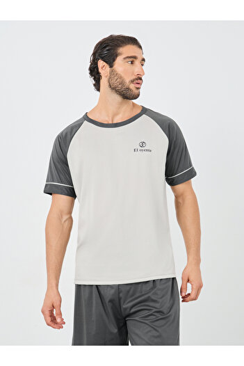 Styli Minimal Print Raglan Sleeve T-Shirt and Shorts Set