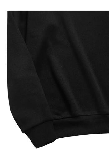 caddekombin Basic Bisiklet Yaka İçi Yünlü Siyah Sweatshirt