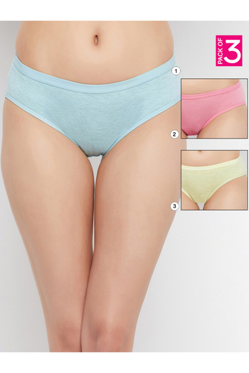 Clovia By Styli Pack of 3 - Melange Low Rise Cotton Bikini Briefs