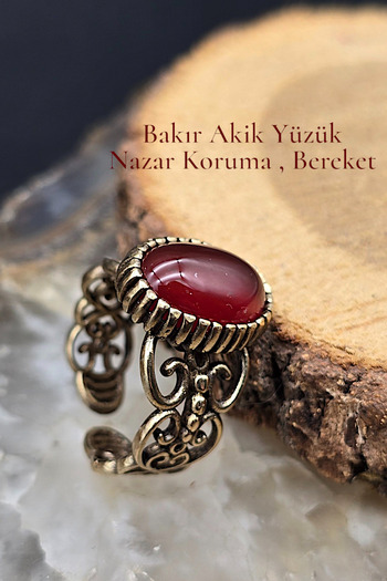 NBS Beautiful Naturel Stones Copper Pure Ring Adjustable Agate Stone Design Quality (Evil Eye) (Special Day, Gift)