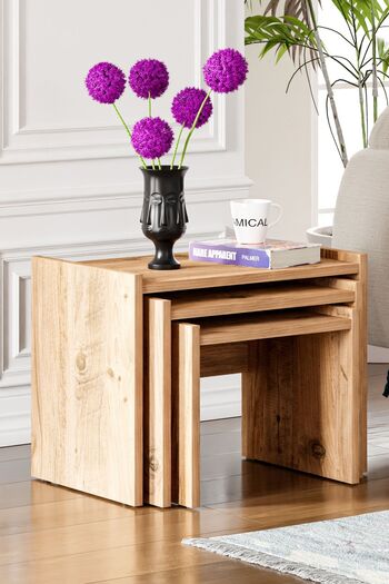 Ceramical Zg4 Nesting Table , Coffee Table Set Of 3 , Home Small Space - Pine