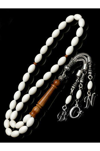 OTTOTESBİH Men's Letter Tassel 7X11Mm Kuka Imameli Camel Bone Prayer Beads