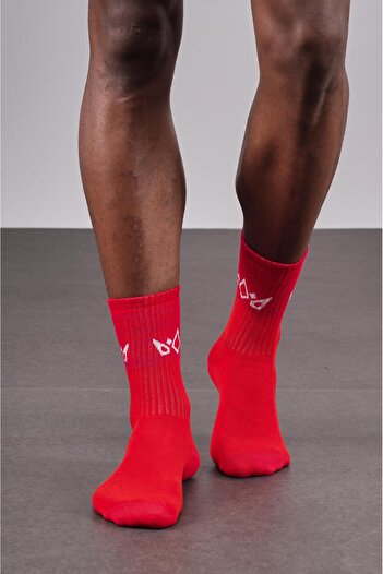 king brich Unisex Sports 4-Piece Red Logo Comfortable Cotton Socks