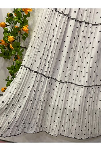 edu collection Polka Dot Chiffon Skirt with Lining