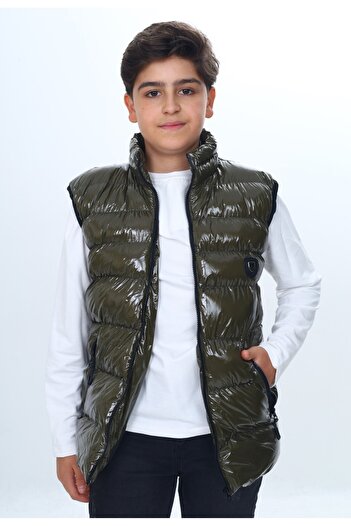 Toontoy Boy's Shiny Vest with Embroidered Chest