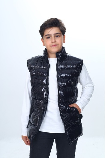 Toontoy Boy's Shiny Vest with Embroidered Chest