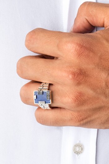 So CHIC... Thalos'un Mirası Lapis Taşlı Cilalı Gümüş Erkek Yüzük