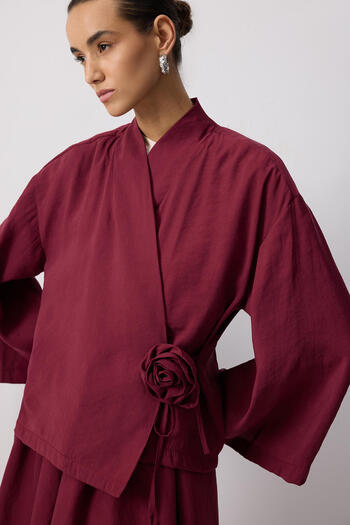 Touché Privé Flower Detail Modal Jacket Skirt Set