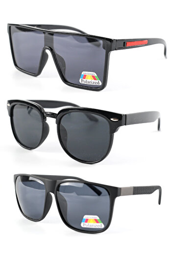 Lozzo 3-Piece Advantage Set Black Men's Polarized Sunglasses