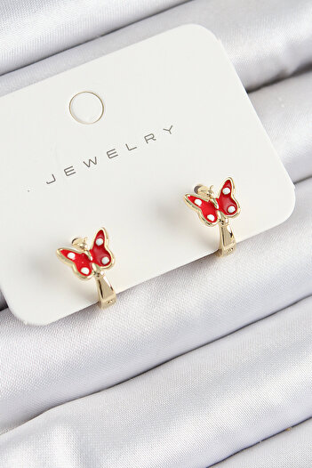 Toptan Bulurum Brass Model Gold Color Children's Earrings