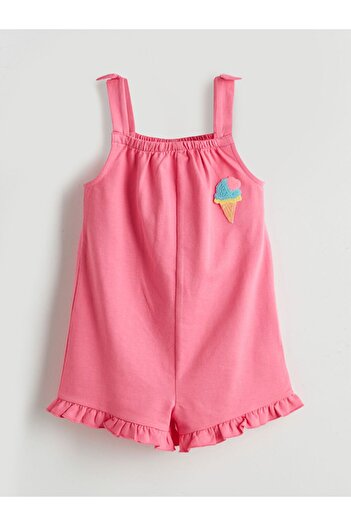 LC Waikiki Lcw Kids Square Collar Embroidered Girl's Salopet