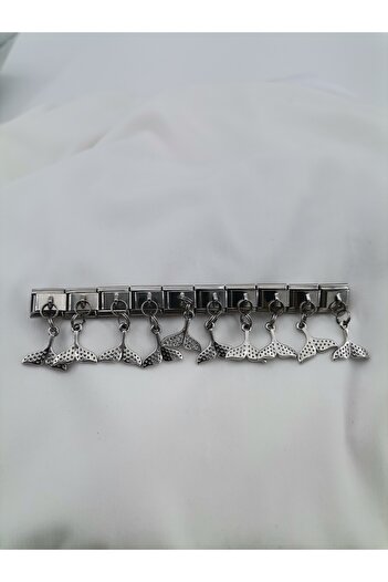 Hobimos 1 Piece Italian Steel Bracelet Charm with Dangle - Italian Steel Bracelet Charm