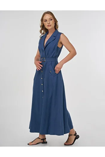 Kayra Φόρεμα 100% λινό Indigo