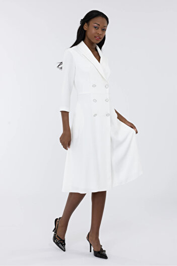 IDYL Kruvaze Closed Truvakar Sleeved Skirt Midi Length Dress in the Form of a Blouse Jacket