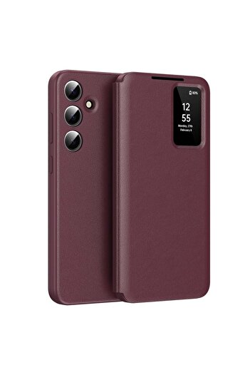 SKYDDAR INNOVATION Case for Samsung Galaxy S24, with wallet and SmartView, Premium, sticker set, Red