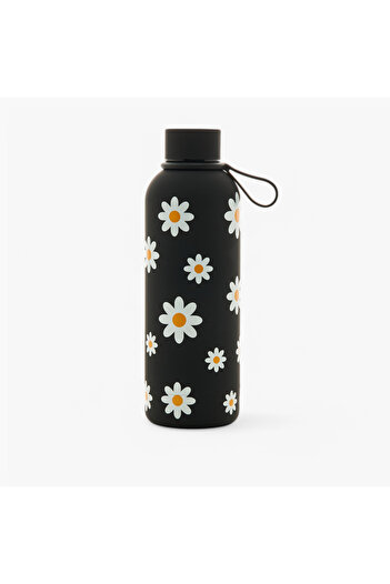 Lifestyle Floral Print Water Bottle with Screw Lid and Handle - 500 ml