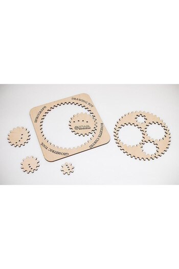 EWA Mini 3D Puzzle Construction Set Wooden Spirograph, 6 Pieces