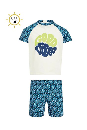 NEOPY Παιδικό μαγιό με προστασία UPF 50+ Good Vibes Printed 5594