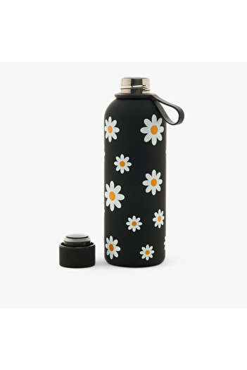 Lifestyle Floral Print Water Bottle with Screw Lid and Handle - 500 ml