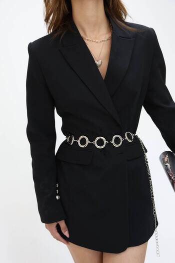 Fiori Women's Chain Waist Belt with Round Detail, Coat Belt, Dress Belt, Shirt Belt, Chain Belt