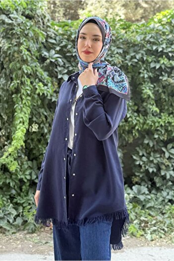 Moda Rosa 25Y7012 - Dark Blue - Lycell Shirt with Tassels