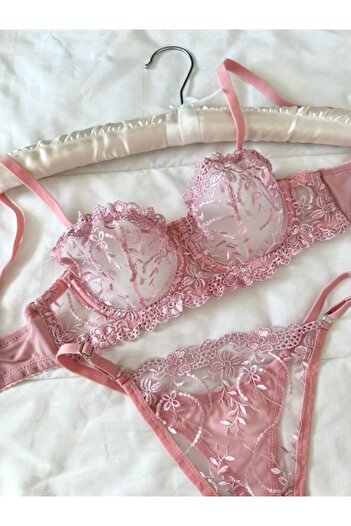 Feruzdesign Pink Marte Bralet Set (Plus Size)