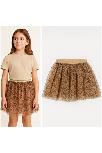 Teeny Weeny Kids Girl's Leopard Pattern Tulle Skirt