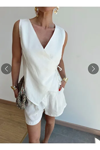 DUSOHOME Raw Linen Vest Shorts Set
