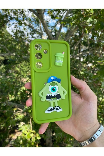Merwish Galaxy S24 Plus Ve S25 Plus Uyumlu Sevimli Canavar 3D Figürlü Darbe Korumalı Silikon Kılıf Yeşil