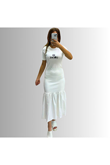 DENİZCE Camisole Slim Skirt Ruffle Midi Dress