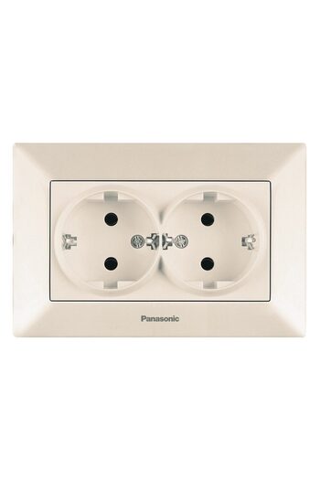 PANASONIC Double Schuko Socket with Child Protection Arkedia Beige