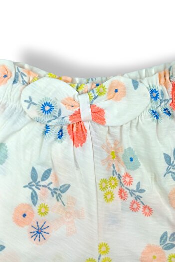 Via Girls Girls' Shorts 100% Cotton Bow Patterned Shorts |   3-6 Years Old Children's Clothing