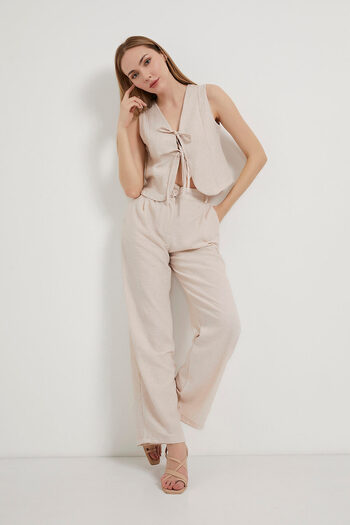 Arma Life Women's Lace Vest Loose Trousers Linen Double Suit