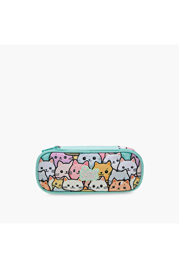 Shout Cat Print Pencil Case with Zip Closure