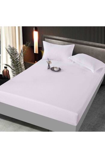 JOJO HOME Bed Sheet with Elastic, Jojo Home, Damask, Double, Uni, 160x200cm, White