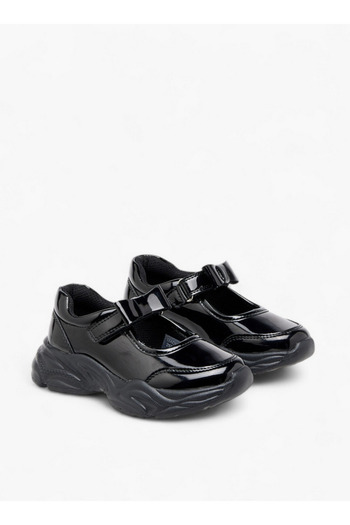 Flora Bella by Shoexpress Girls Panelled Mary Jane School Shoes with Hook and Loop Closure