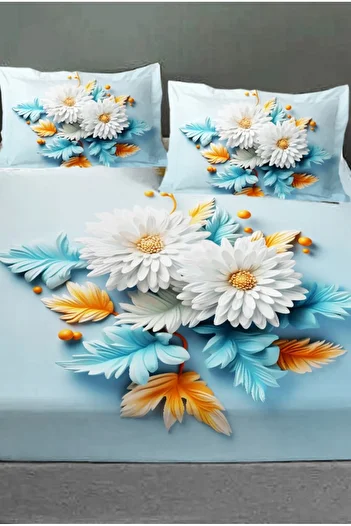 MonoHome 100% Cotton Fitted Sheet Special Design 5D Digital 60 Wire Bouquet