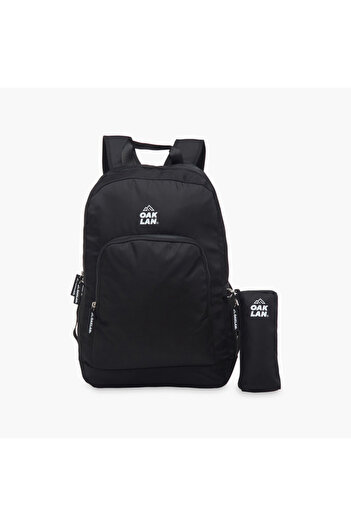 Oaklan by Shoexpress Logo Print School Backpack with Zip Closure and Pouch - 32x13x45 cm