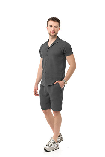 monox Men's Mechanical Linen Shirt Shorts Suit