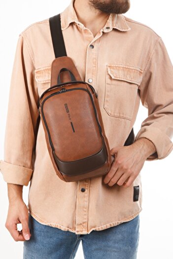 Newish Polo Men's Tan Uzi Cross Hand and Shoulder Bag New306