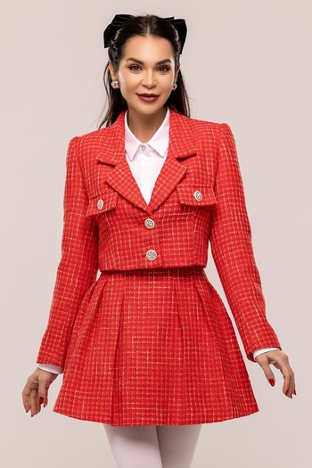 Atmosphere Fashion Red pleated skirt made of loops