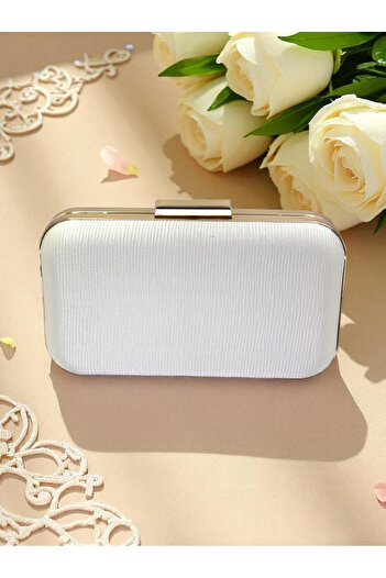 Biçanta Ecru Color Waterway Patterned Satin Women's Evening Dress Bag Wedding Engagement Graduation